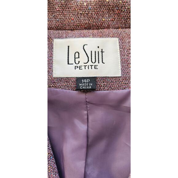 Le Suit Wool Blend‎ Lined 2 Pc Jacket Skirt Suit Women Sz 14P Lavender Career - Picture 7 of 9